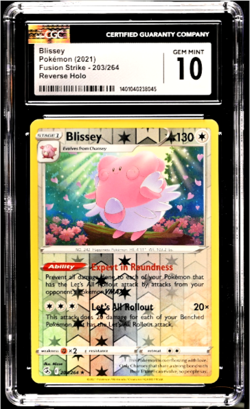 2021 Pokemon Fusion Strike Reverse Holo Blissey CGC 10 Mint POP 1 None Higher - Image 1