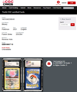 2021 Pokemon Fusion Strike Reverse Holo Blissey CGC 10 Mint POP 1 None Higher - Image 3