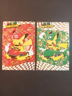 Mario Luigi Pikachu Gold Ice Holo Electric Pikachu Database Pokemon Peru - Image 1