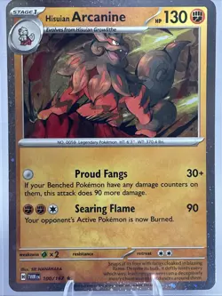 Pokemon TWM Hisuian Arcanine 100/167 Cosmos Holo Exclusive Surging Sparks NM - Image 1