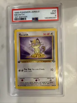 1999 Pokemon Jungle Meowth 1st Edition No. 56 PSA 9 - Image 2