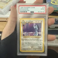 1999 Pokemon Game Dragonair Shadowless #18 PSA 2 Good - Image 1