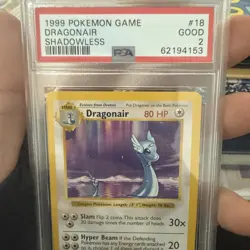 1999 Pokemon Game Dragonair Shadowless #18 PSA 2 Good - Image 2