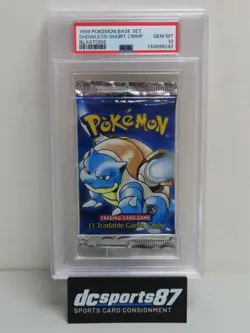1999 Pokemon Base Set Shadowless Short Crimp Blastoise Sealed Pack PSA 10 GEM - Image 1