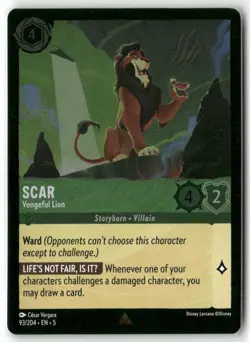 Scar 93/204 Vengeful Lion Shimmering Skies Rare Foil Disney Lorcana - Image 1