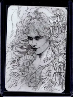 2024 Sorcery: Contested Realm Medusa Curio Spellbook Pencil Sketch Art - Image 1