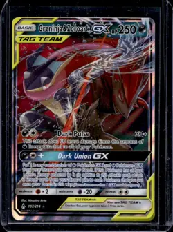 2019 Pokemon SM Unbroken Bonds Greninja Zoroark Tag Team Holo #107/214 - Image 1