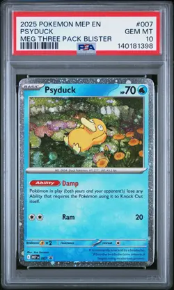 2025 POKEMON MEP EN-ME BLACK STAR PROMO #007 PSYDUCK PSA 10 - Image 1