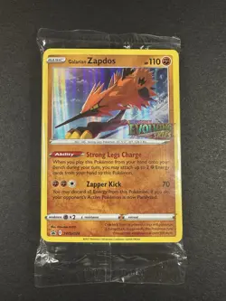 Pokemon TCG Galarian Zapdos Evolving Skies SWSH124 Holo Promo Sealed - Image 1