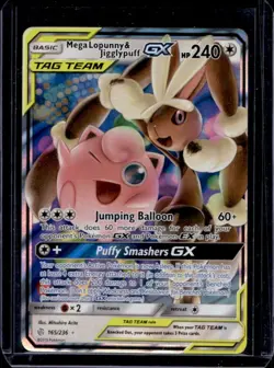 2019 Pokemon SM Cosmic Eclipse Mega Lopunny Jigglypuff Tag Team Holo #165/236 - Image 1