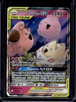 2019 Pokemon SM Cosmic Eclipse Togepi Cleffa Igglybuff Tag Team Holo #143/236 - Image 1