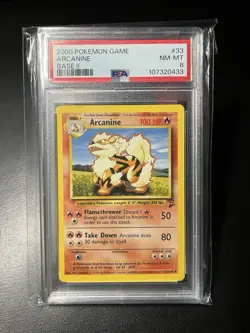 Pokemon TCG Arcanine Base Set 2 33/130 Regular Unlimited Uncommon PSA 8 - Image 1