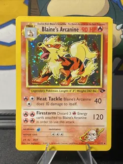 Blaine's Arcanine 1/132 Pokemon TCG Gym Challenge Unlimited Holo Rare WOTC 2000 - Image 1