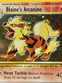 Blaine's Arcanine 1/132 Pokemon TCG Gym Challenge Unlimited Holo Rare WOTC 2000 - Image 2