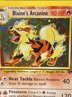 Blaine's Arcanine 1/132 Pokemon TCG Gym Challenge Unlimited Holo Rare WOTC 2000 - Image 3