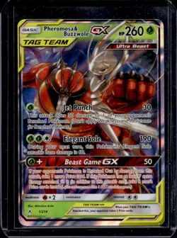 2019 Pokemon SM Unbroken Bonds Pheromosa Buzzwole Tag Team Holo #1/214 - Image 1