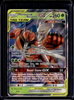 2019 Pokemon SM Unbroken Bonds Pheromosa Buzzwole Tag Team Holo #1/214 - Image 1