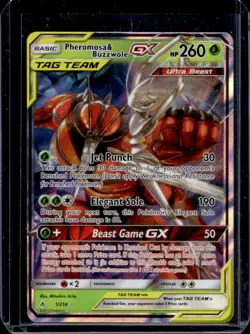 2019 Pokemon SM Unbroken Bonds Pheromosa Buzzwole Tag Team Holo #1/214 - Image 1