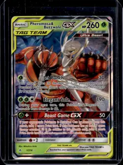 2019 Pokemon SM Unbroken Bonds Pheromosa Buzzwole Tag Team Holo #1/214 - Image 1