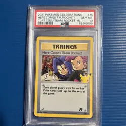 PSA 10 HERE COMES TEAM ROCKET HOLO 2021 CELEBRATIONS TR 15 RARE POKEMON GEM MINT - Image 1