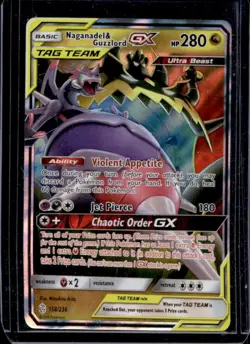 2019 Pokemon SM Cosmic Eclipse Naganadel Guzzlord Tag Team Holo #158/236 - Image 1