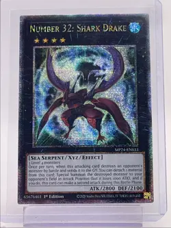 NUMBER 32: SHARK DRAKE 2024 YU-GI-OH SECRET RARE 1ST EDITION Q5842 - Image 1