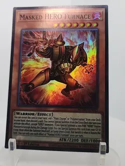 Masked HERO Furnace MZMU-EN015 Super Rare Yugioh Maze of Muertos {misprint} - Image 1