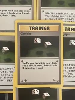 Gambler 1st Edition Trainer's Fossil Pokemon Card - NM - Image 1