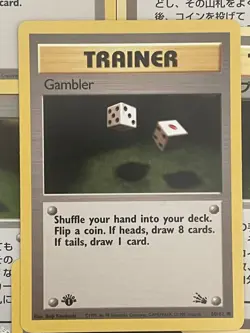Gambler 1st Edition Trainer's Fossil Pokemon Card - NM - Image 2
