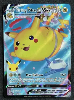 Flying Pikachu VMAX 007/025 Pokemon Card - Celebrations Holo - NM - Image 1