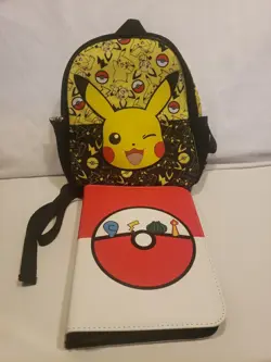 Pokemon Pikachu Card Binder 32 Sheets 4 Pocket Trading Card Album & 12" Backpack - Image 1
