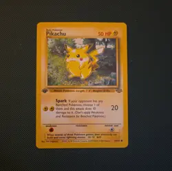 Pikachu 60/64 1st Edition Jungle Set Common 1999 English Pokemon Card WoTC LP - Image 1