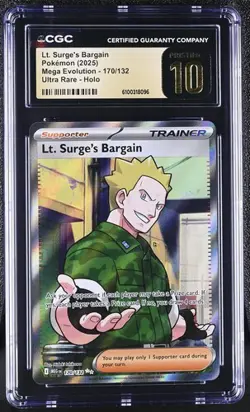 Lt. Surge's Bargain *CGC PRISTINE 10* Ultra Rare *Mega Evolution* #170 * Pokemon - Image 1