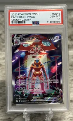 2023 POKEMON SWORD&SHIELD CROWN ZENITH GG45 FULL ART DEOXYS VMAX PSA 10 GEM MINT - Image 1