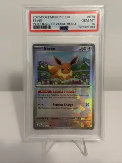 Pokemon Eevee TCG 74/131 Prismatic Evolutions Pokeball Reverse Holo PSA 10 - Image 1