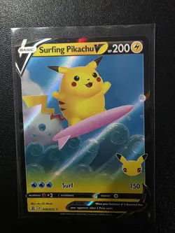 2021 Pokemon TCG SWSH Celebrations Surfing Pikachu V #008/025 - Image 1