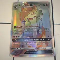 Pokemon Lycanroc GX Secret Rare 156/145 SM-Guardians Rising Full Art Holo - Image 1