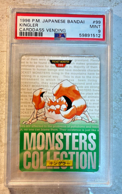 1996 POKEMON JAPANESE BANDAI KINGLER CARDDASS VENDING #99 PSA 9 Mint - Image 1