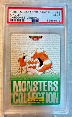 1996 POKEMON JAPANESE BANDAI KINGLER CARDDASS VENDING #99 PSA 9 Mint - Image 2