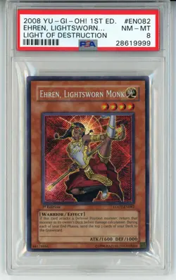 YUGIOH 1ST ED LODT-EN082 EHREN, LIGHTSWORN MONK SECRET RARE PSA 8 NM #28619999 - Image 1