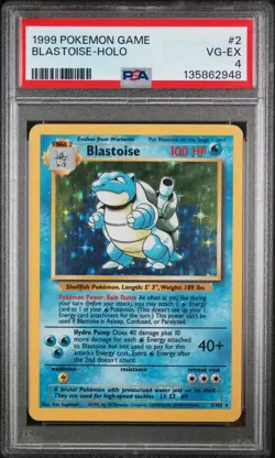 Pokemon TCG Blastoise Holo Unlimited Rare Card 2/130 Base Set PSA 4 - Image 1