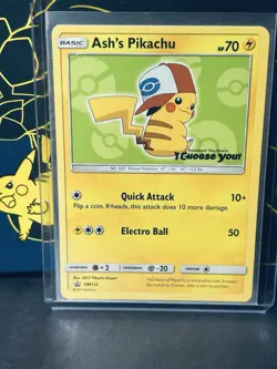 Ash's Pikachu SM112 Black Star Promo Pokemon Card NM - Image 1