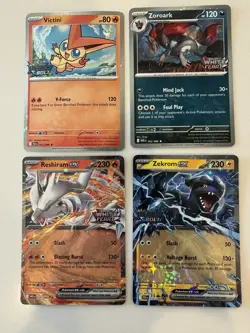 Black Bolt and White Flare Heavy Hitter Promo Cards (4) Zekrom EX, Reshiram EX - Image 1
