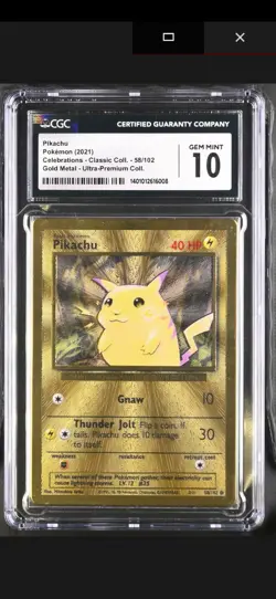 Pokemon TCG Celebrations Pikachu Gold Metal Card 58/102 CGC 10 GM - Image 4