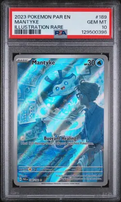 Pokemon TCG Mantyke Card 189/182 Sv04: Paradox Rift Psa 10 Illustration Rare - Image 1