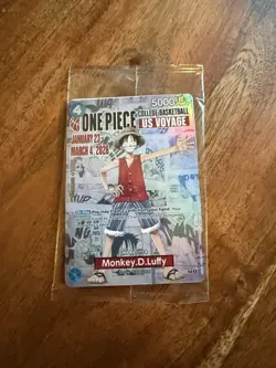 Bandai Namco Monkey.D.Luffy P-055 Holo Promo US Voyage One Piece CCG Card - Image 1