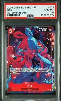 2025 JAPANESE ONE PIECE CARD UTA PSA 10 EB03-003SR ALTERNATE ART BANDAI NAMCO - Image 1