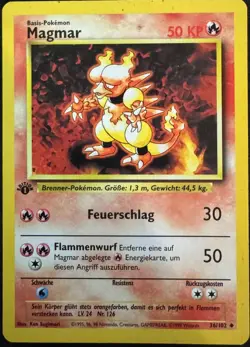 Pokemon Card - Magmar GERMAN Base Set 36/102 Uncommon 1st Edition - Image 1