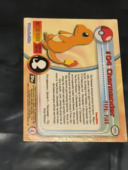 Pokemon Topps Silver Foil Second Print (Black Logo) Charmander #4 🔥 - Image 2