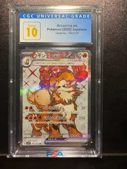 Pokemon [CGC Pristine 10] Arcanine ex SR [Japanese] [Sv1v] Violet Ex 092/078 - Image 1